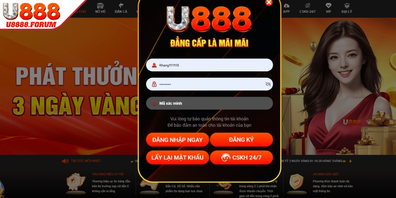 Quy trình đăng nhập U888 linh hoạt trên app di động